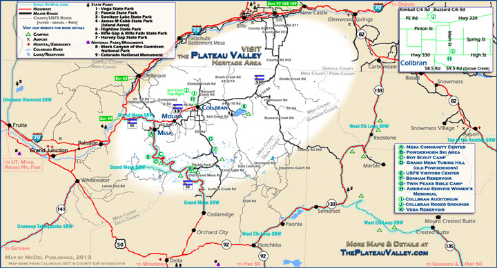map of The Plateau Valley Heritage Area